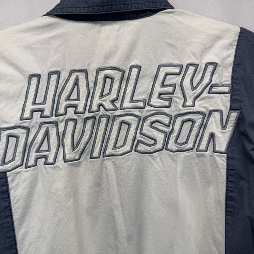 Harley Davidson Short Sleeve Shirt Large Button Up Embroidered Garage Biker